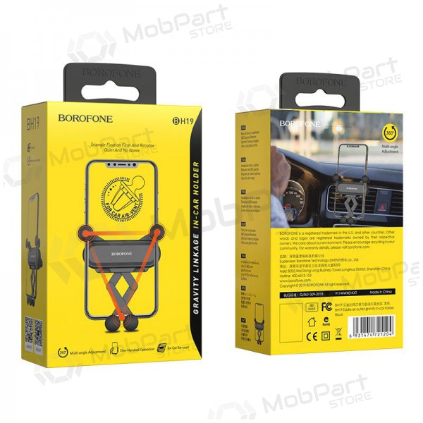 Automobilinis Γενικής telefono laikiklis Borofone BH19 tvirtinamas ant ventiliacijos grotelių, μαύρος