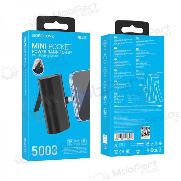 Εξωτερική μπαταρία Power Bank Borofone BJ35 Lightning 5000mAh μαύρος Εξωτερική μπαταρία Power Bank Borofone BJ35 Lightning 5000mAh μαύρος