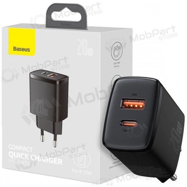 Φορτιστής Baseus USB + Type-C 20W CCXJ-B01 (μαύρος)