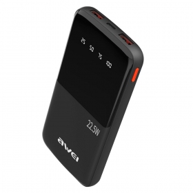 Εξωτερική μπαταρία Power Bank Awei P10K 22.5W 10000mAh μαύρος
