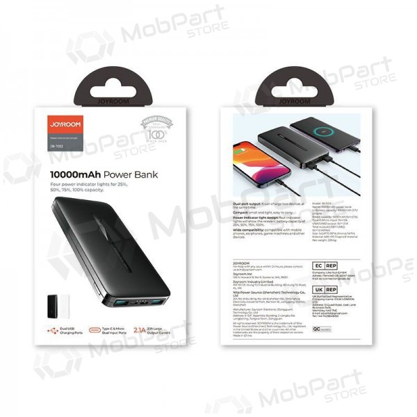 Εξωτερική μπαταρία Power Bank Joyroom JR-T012 10000mAh μαύρος Εξωτερική μπαταρία Power Bank Joyroom JR-T012 10000mAh μαύρος