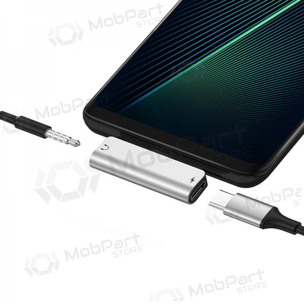 Προσαρμογέας Hoco LS26 iš Type-C į Type-C + 3,5mm (ασήμι) Προσαρμογέας Hoco LS26 iš Type-C į Type-C + 3,5mm (ασήμι)