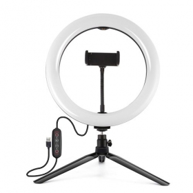 LED žiedine λάμπα 26cm, su trikoju stovu 8.3cm, USB