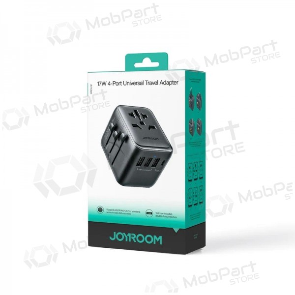 Γενικής kelioninis φορτιστής Joyroom JR-TCW01 3xUSB-A/USB-C μαύρος