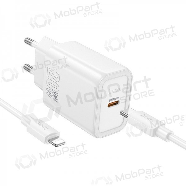 Φορτιστής Hoco N60 20W GaN USB-C + USB-C to Lightning cable 1.0m άσπρο