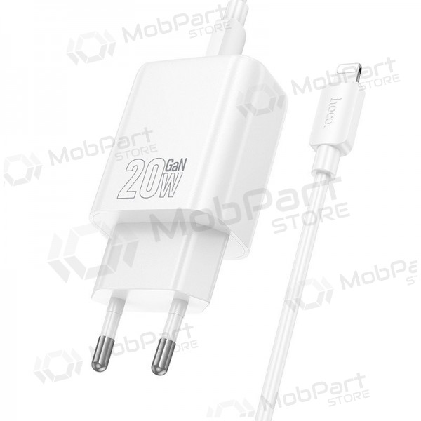 Φορτιστής Hoco N60 20W GaN USB-C + USB-C to Lightning cable 1.0m άσπρο