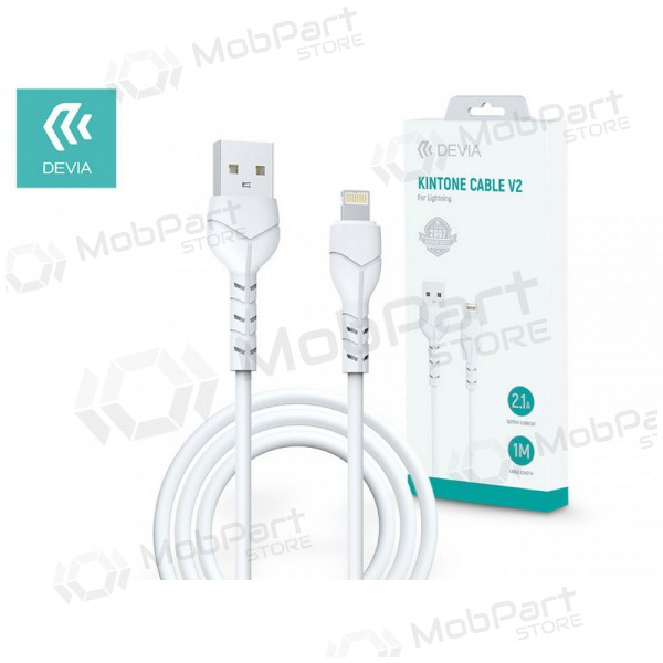 USB καλώδιο Devia Kintone Lightning 1.0m (άσπρο) 5V 2.1A