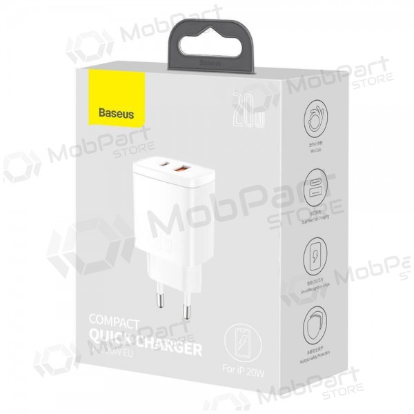 Φορτιστής Baseus USB + Type-C 20W CCXJ-B02 (άσπρο)