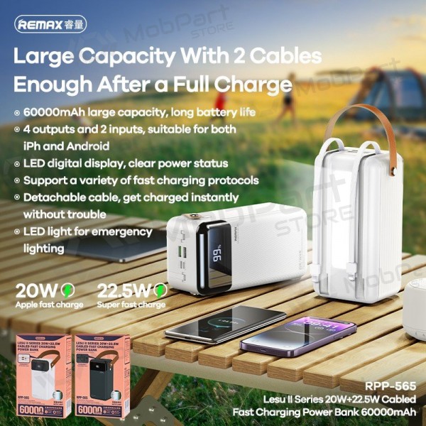 Εξωτερική μπαταρία Power Bank Remax RPP-565 22.5W 60000mAh γκρί