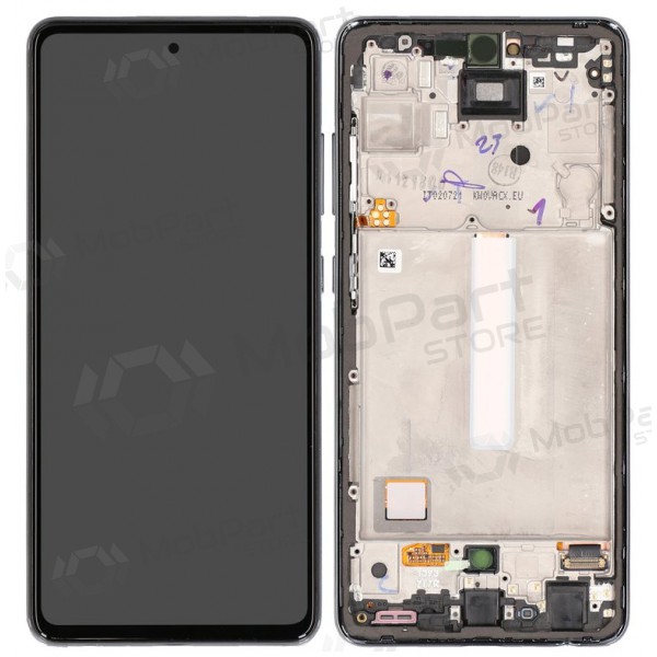 Ekranas Samsung A525/A526 A52 4G/5G 2021 su lietimui jautriu stikliuku και rėmeliu Awesome Black OLED (real size)