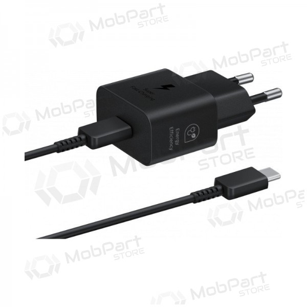 Φορτιστής γνησια Samsung EP-T2510XBEGEU 25W + USB-C καλώδιο στη συσκευασία μαύρος