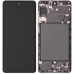 Ekranas Samsung A715 A71 2020 su lietimui jautriu stikliuku και rėmeliu Black OLED (real size)