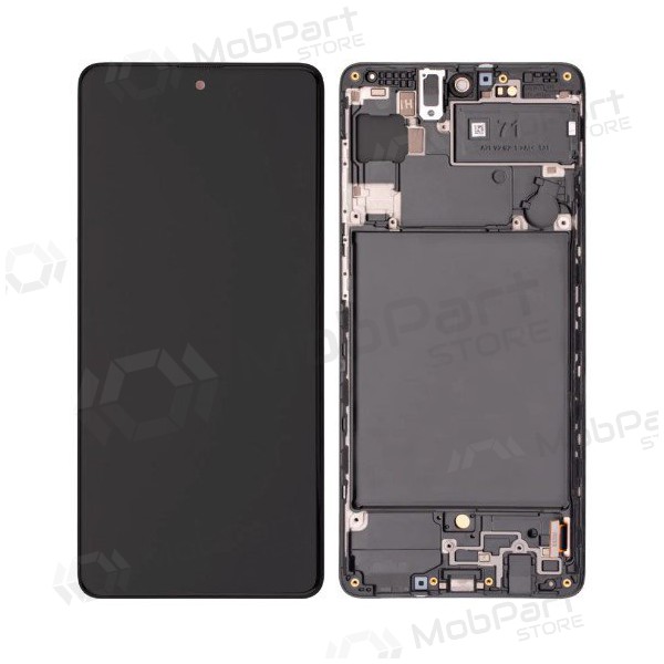 Ekranas Samsung A715 A71 2020 su lietimui jautriu stikliuku και rėmeliu Black OLED (real size)