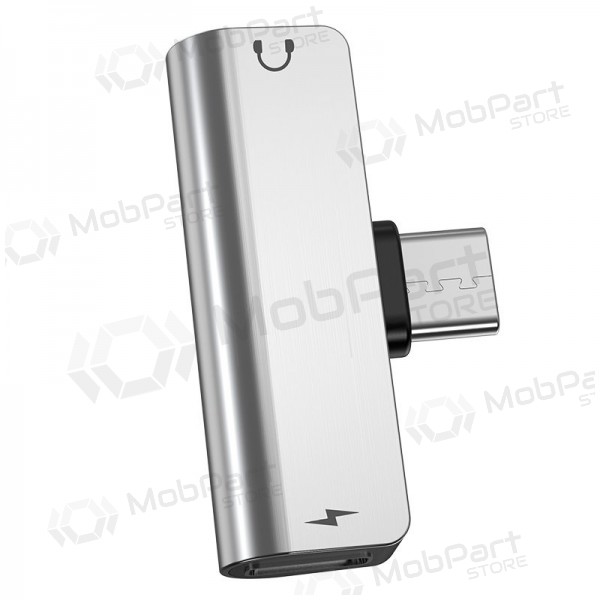Προσαρμογέας Hoco LS26 iš Type-C į Type-C + 3,5mm (ασήμι) Προσαρμογέας Hoco LS26 iš Type-C į Type-C + 3,5mm (ασήμι)