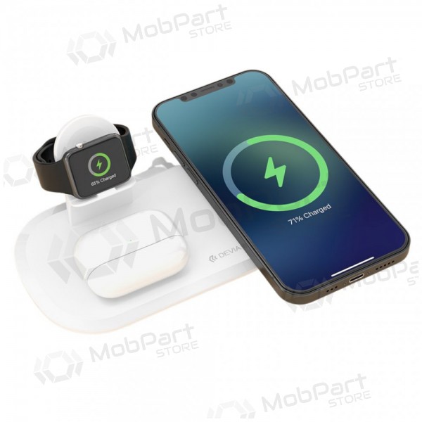 Φορτιστής ασύρματος Devia 3in1 Smart Phone, Apple Watch, Airpods (άσπρο)
