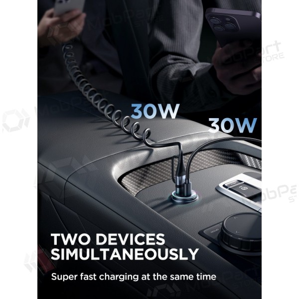 Φορτιστής automobilinis Joyroom JR-CCN04 USB-C/USB-A 60W μαύρος