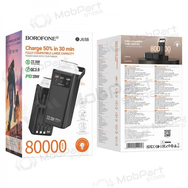 Εξωτερική μπαταρία Power Bank Borofone BJ65B 22.5W 80000mAh μαύρος