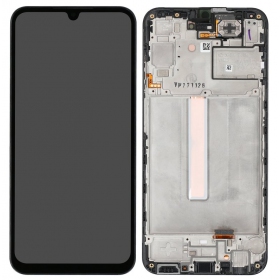 Ekranas Samsung A256 A25 5G su lietimui jautriu stikliuku και rėmeliu Black OLED (real size)