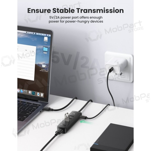 USB šakotuvas Ugreen CM416 USB-A 3.0 to 4xUSB-A 3.0 (10915) μαύρος