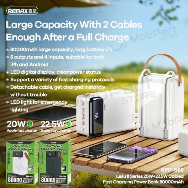 Εξωτερική μπαταρία Power Bank Remax RPP-566 22.5W 80000mAh γκρί