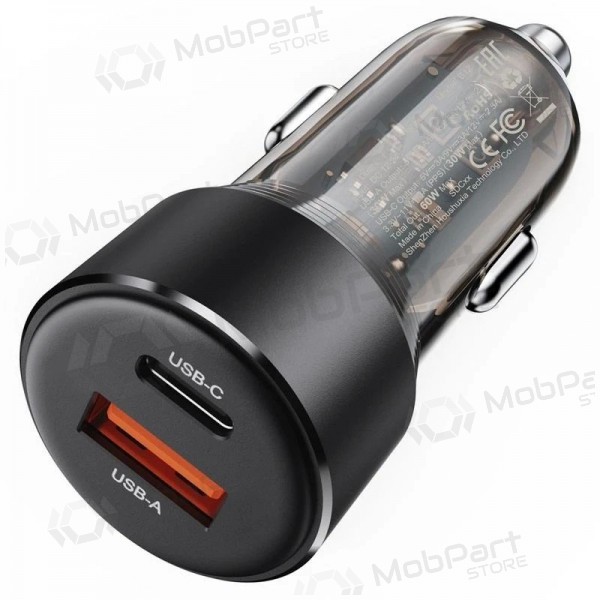 Φορτιστης αυτοκινητου Acefast B12 60W USB-C/USB-A μαύρος