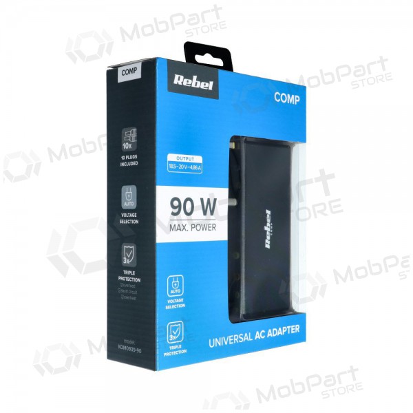 Φορτιστής REBEL for Notebook / Laptop 90W / 18-20V (μαύρος)