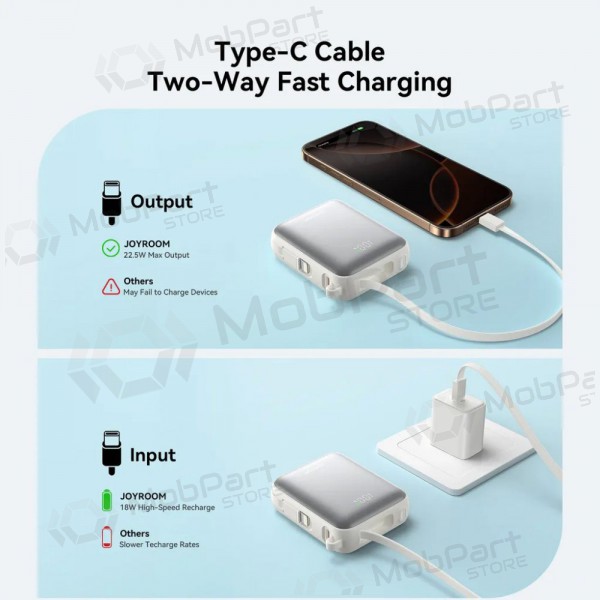 Εξωτερική μπαταρία Power Bank Joyroom JR-PBF27 22.5W Mini 10000mAh άσπρο
